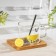 Glass mug with a wooden stand and spoon "Lemon", 300 ml, MIX drawing