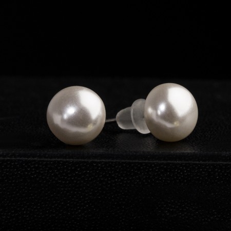 Earrings with pearls "Bride" bead d = 1 cap, white color