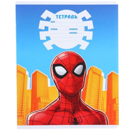 Notebook in a cage 12 sheets, 5 types of mix, cover coated cardboard, spider-man-12