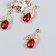 Decor for creativity metal, rhinestones "Two leaves with crystal" gold, red 1.1x2.1 cm