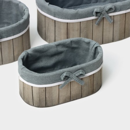 A set of handmade interior baskets LadOM, oval, 3 pcs, size: 20 × 11 × 9 cm, 23 × 15 × 10 cm, 28 × 19 × 11 cm-4