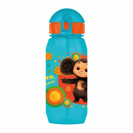 Baby bottle with silicone tube "Cheburashka", 400 ml., With a lace, color and drawing mix-13