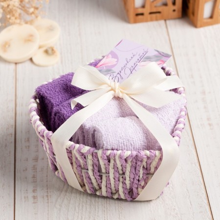 A set of terry decorative napkins Ethel "heart", 30 × 30 cm - 4 pcs, lilac, 100% cotton
