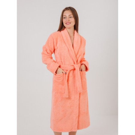 Women's bathrobe, with a shack, size 48-50, peach color-1