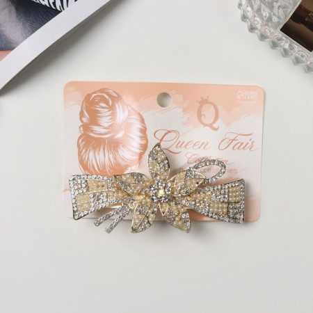 Hair clip for hair "Libya" Flower style, 8.5 cm, gold-2