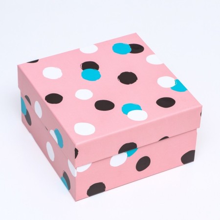 Gift box lid is, 19 x 19 x 10.5 cm. "Fun mood", multi-colored, blots-2