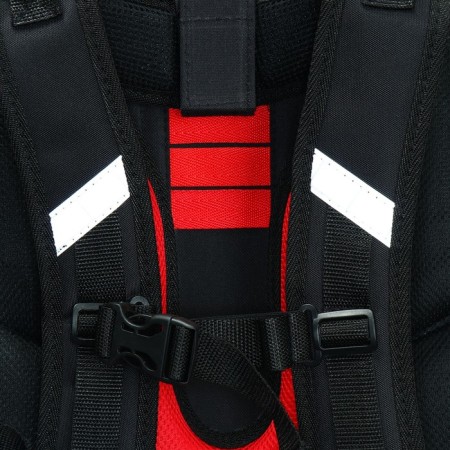 School backpack 38 x 30 x 16 cm, ergonomic back, Stavia "Super Car", black/red-11