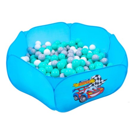 Balls for dry pool with a pattern, ball diameter 7.5 cm, set 150 pieces, turquoise color, gray, white-6