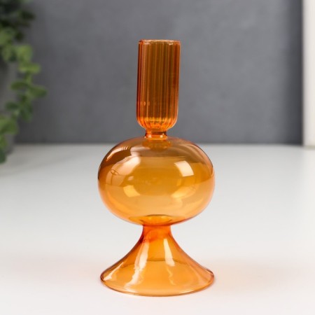 Glass of Glass for 1 candle "Somma" transparent orange 14x7x7 cm