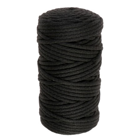 Knitting cord "Puff" 100% cotton width 5mm 100m (black)-2
