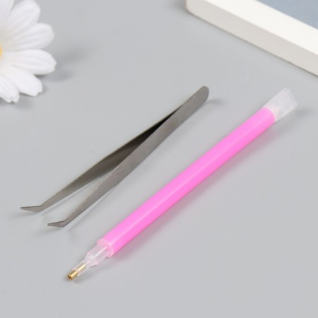 A set of tools for working with rhinestones and beads - stand, tool, tweezers, matches-1