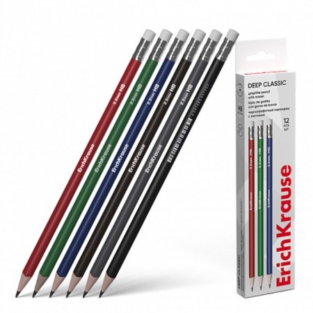 Chernographic pencil with Erichkrause "Deep Classic Triangular", HB, Griffel D = 2.2 mm, wood, trihedral in a tube, mix