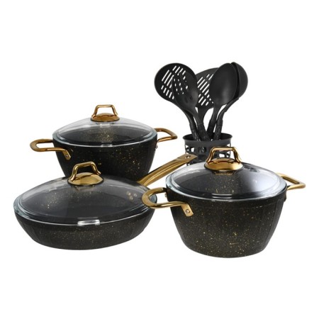 A set of dishes of 3 objects: 2 pots, pan, black color, 2.8/4.3 l/26 cm