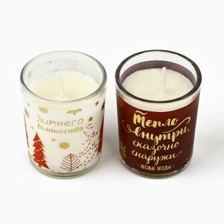 Set of candles "Winter Magic", the aromas of vanilla and berries 5x6x5 cm-7
