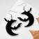 Acryl Earrings "Night" month and bats, black color in silver