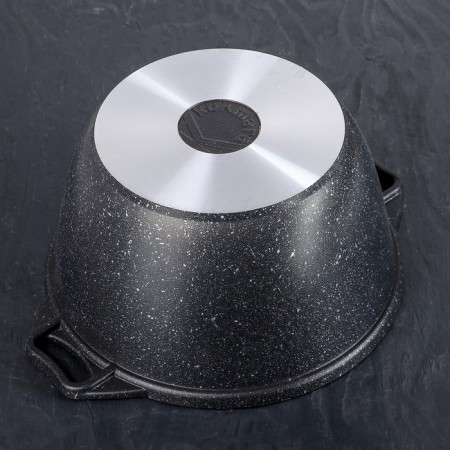 A set of kitchen utensils “Marble No. 6”, a lid, a removable handle, anti -stick coating, color dark marble-7