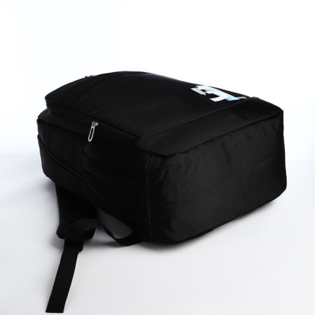 Youth backpack from textiles on lightning, 4 pockets, black/blue color-4