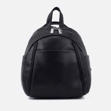 Women's backpack made of artificial leather with lightning, 3 pockets, black color