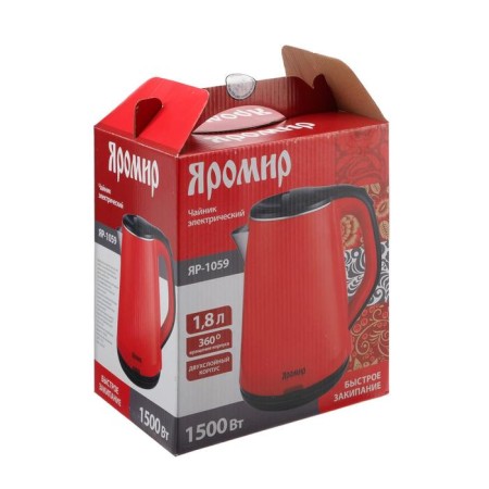 Electric kettle "Yaromir" Yar-1059, plastic, KOBEL METAL, 1.8 L, 1500 W, red-6