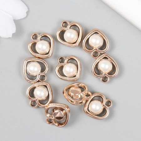 Decor for creativity plastic for metal "heart with pearls" 1.4x1.6 cm-2