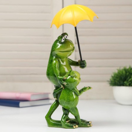 Souvenir Polystone Lak "Frog with a son under an umbrella" 22.5x9x11 cm-1