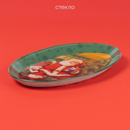 Glass oval shade "Happy Santa", 24.5 × 15 cm-1