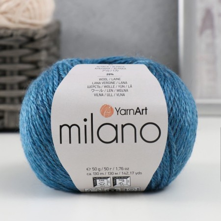 Yarn "Milano" 8%alpaca, 20%wool, 8%viscose, 64%acrylic 130m/50g (876 jeans)-4