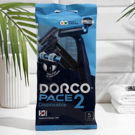 Disposable shaving machine Dorco Pace2, 2 blades moisturizing strip, 5 pcs.