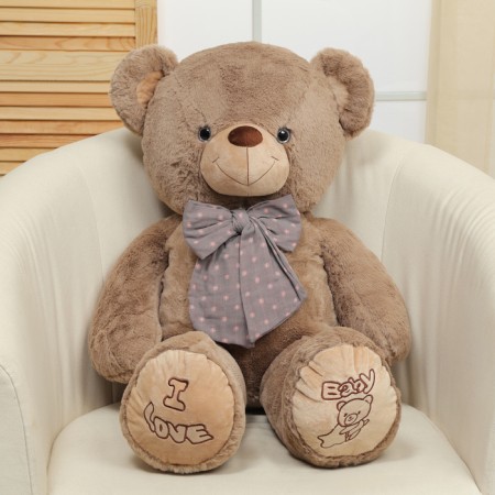 Soft toy "Bear", with a bow in polka dots, 80 cm-2