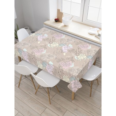 Tables on the table "Flower congratulations", rectangular, Saten, size 120x145 cm