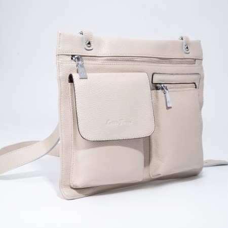Bag Women's Cross-Bodi with a zipper, beige color-4