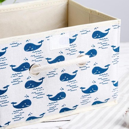 Stellyer box for storage with a lid "Whales", 25 × 20 × 17 cm, white color-3