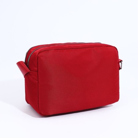 Cross-Bodi Bag with zipper, external pocket, red color-2