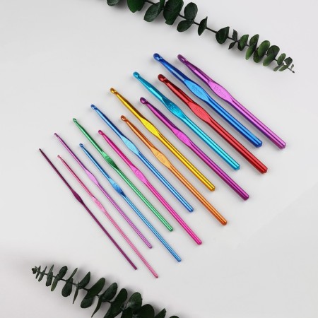 Knitting hook set, D = 2-10 mm, 14.5 cm, 14 pcs, colorful color-1