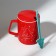 Ceramic mug with a spoon and a “Happy New Year” lid, 400 ml, red color