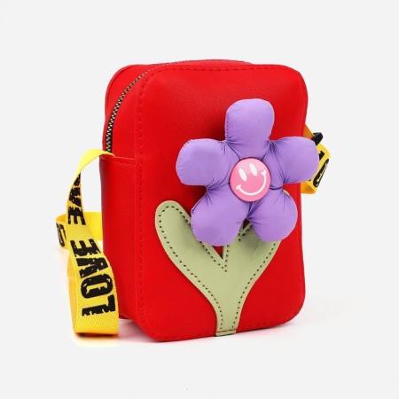 Bag's bag with lightning, long belt, red color