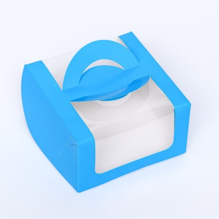 Box under the bento-port with a window, blue, 14 x 14 x 8 cm-1