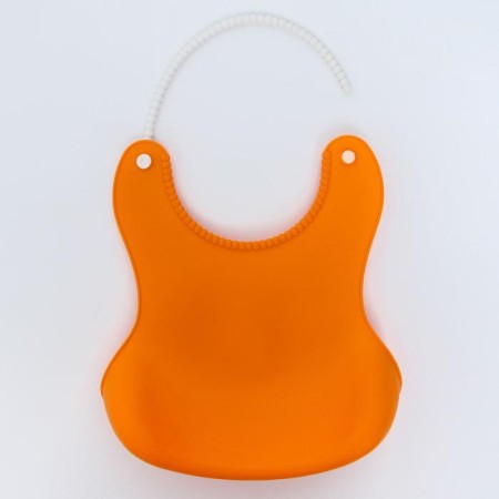 Bibslate for feeding silicone with pockets, orange color-2