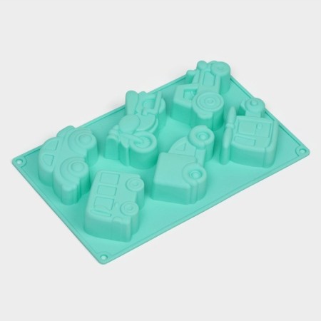 Silicone form for baking shares "transport", 30 × 17.5 cm, 6 cells (9 × 5.5 × 3.5 cm), blue color-4