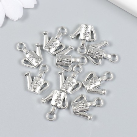 Decor for creativity Metal "Lake with Flower" set 10 pcs silver 1.5x1.8 cm-2