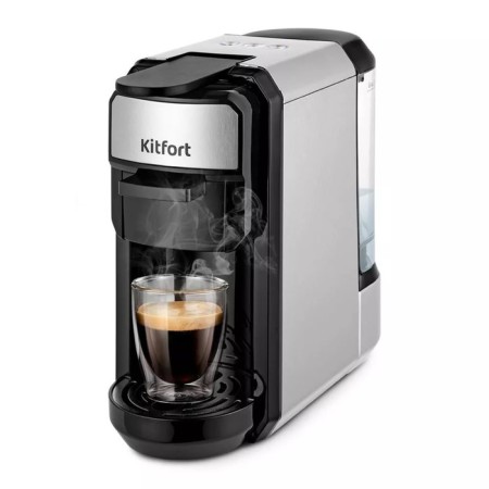 Coffee machine KitFort KT-7192, capsule/drip, 1450 W, 0.6 l, silver-black