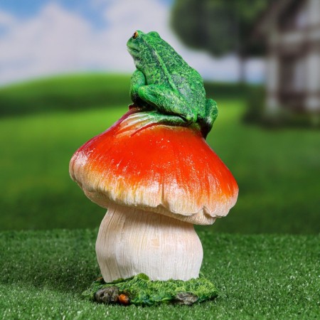 Garden figure "Mushroom with a frog" 24x14x14cm-1