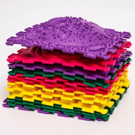 Modular massage rug ortho puzzle "Assorted", 12 modules, color mix-4