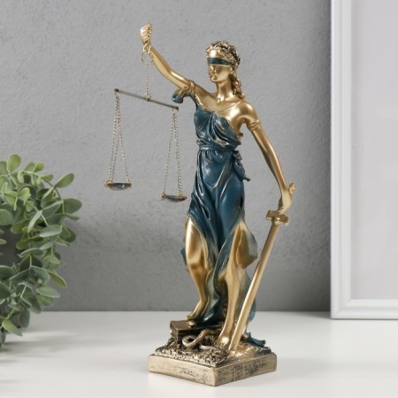 Souvenir Polystone "Goddess Femis" golden with blue 28x7x8 cm-3