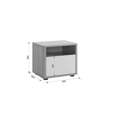 Bedside table, 45 x 40 x 39, sonoma oak/white-2