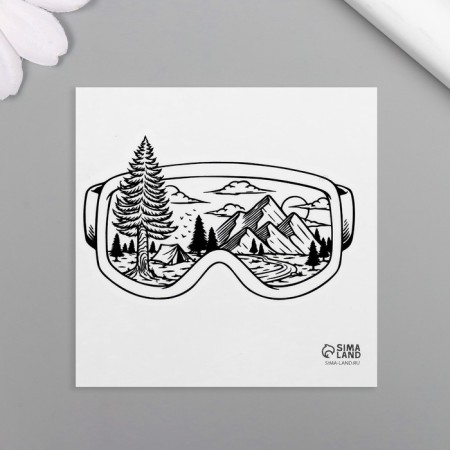 Tattoo on the body Black "Reflection with glasses" 6x6 cm-3