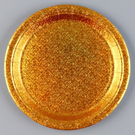 Paper plate "Hologography", in the set 6 pcs., Color gold