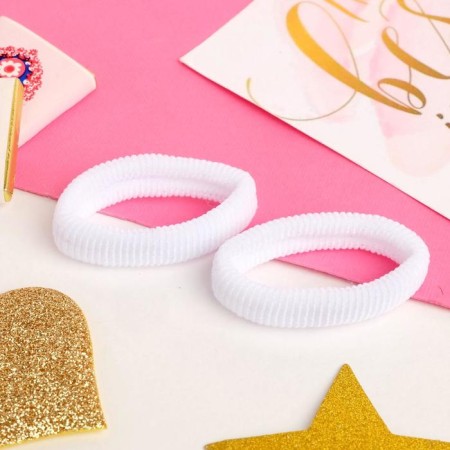 Hair elastic band "Cute cute" (set 2 pcs) white-1