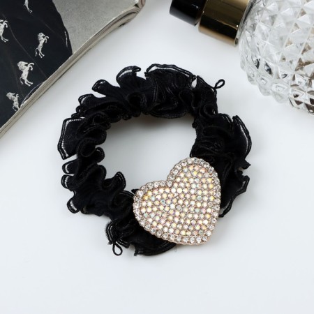 Hair gum "Muriel" waves heart, 5 cm, black-1
