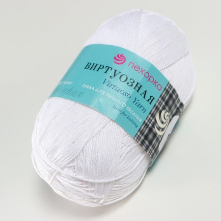 Virtuoso yarn 100% Merusirized cotton 330 m/100 g (01-white)-1